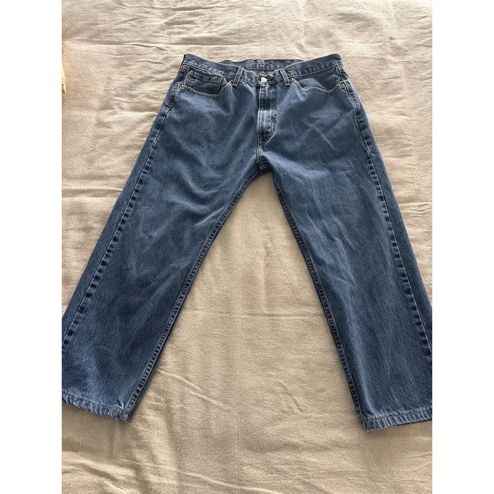 Levi's 505 Straight Leg Jeans Blue Denim 36x25 Altered -‎  Short